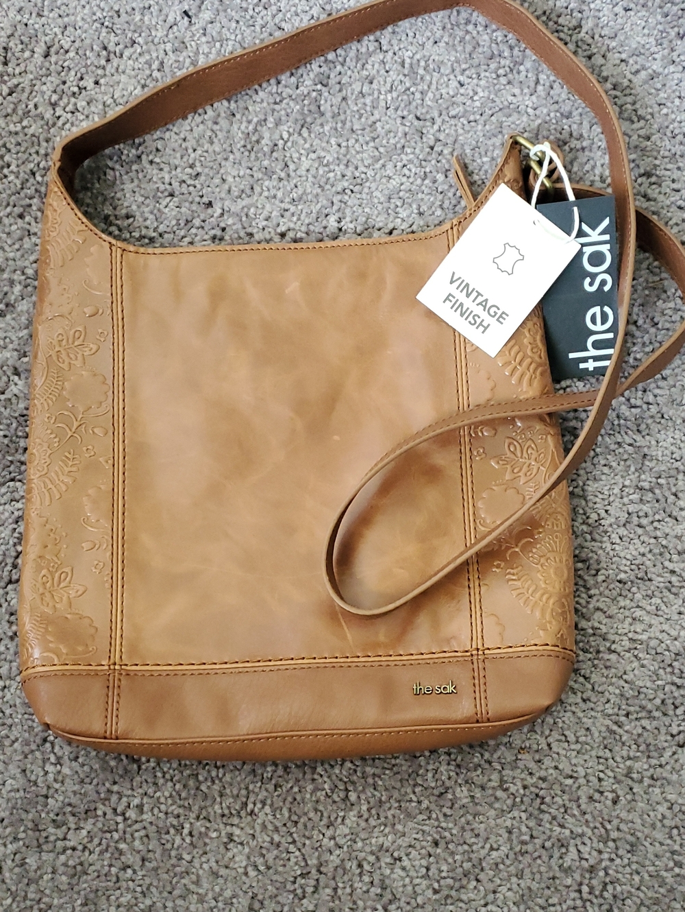 The Sak Tan Embossed Leather Crossbody Bag